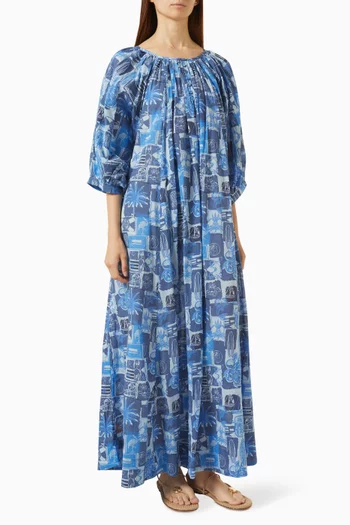 Shirred Half-placket Dress