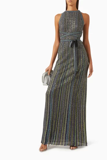 Sequin-embellished Knit Dress