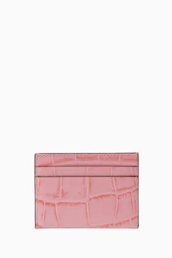 Charlie Card Case in Croc-embossed Leather