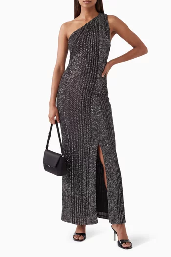 One-shoulder Sequin-knit Dress