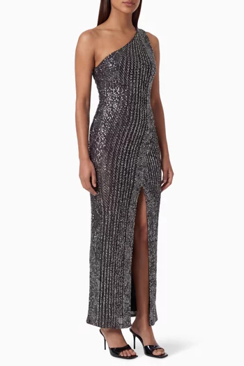 One-shoulder Sequin-knit Dress