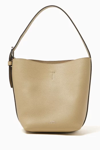 Small Belted Bucket Bag in Grained Cow Leather