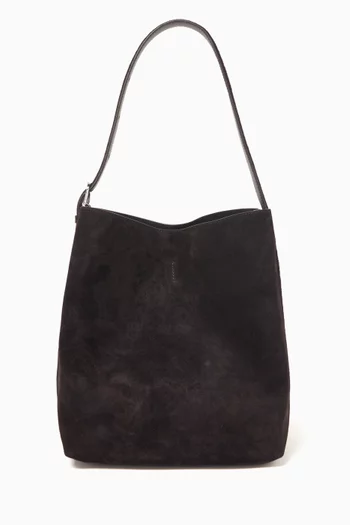 Medium Belted Tote Bag in Suede