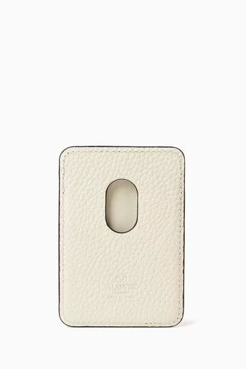 Rockstud Magnetic Cardholder in Grainy Calfskin