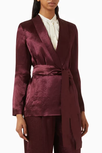 Belted Blazer in Satin