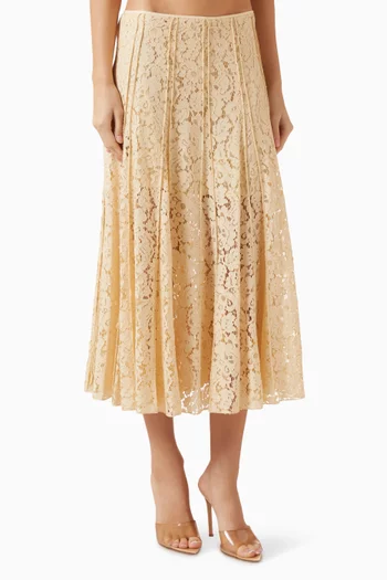 Midi Skirt in Cotton-blend Lace