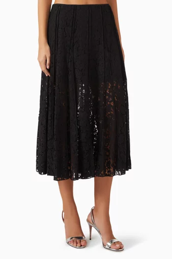 Midi Skirt in Cotton-blend Lace