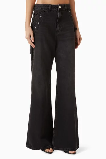 Lace-up Jeans in Denim