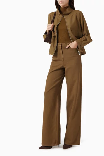 Wide-leg Pants in Cotton Drill