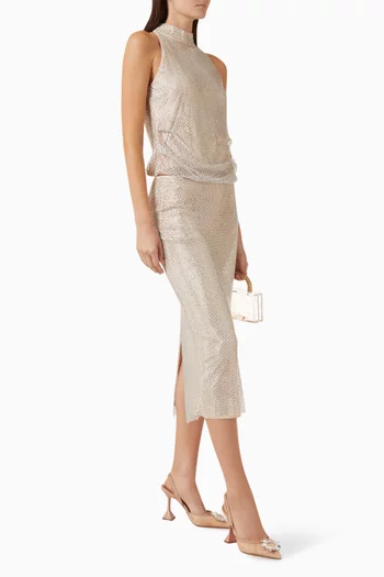 Crystal-embellished Skirt in Mesh