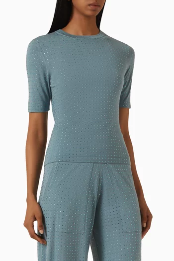 Crystal-embellished T-shirt in Knit