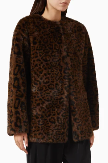 Leopard-print Coat in Faux Fur