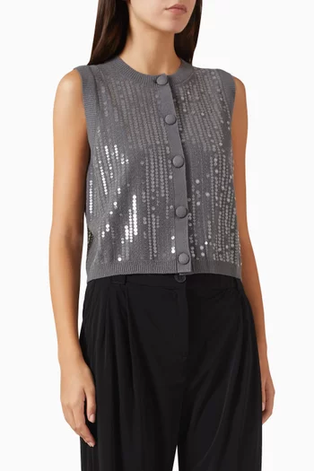 Sequin-embellished Knit Waistcoat