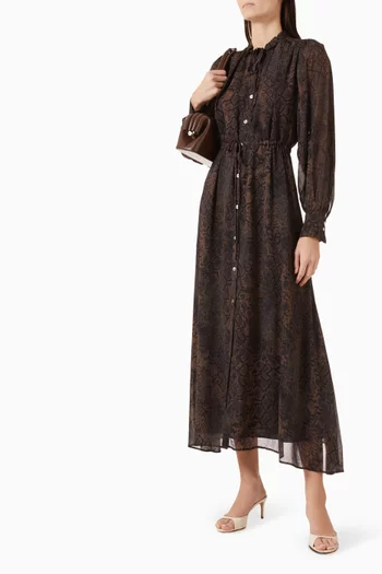 Drawstring-waist Dress in Georgette