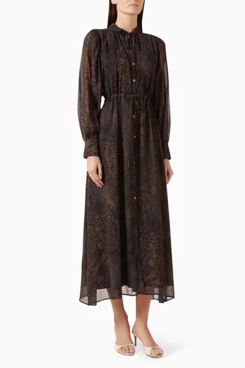 Drawstring-waist Dress in Georgette