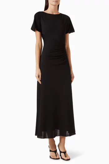 Ruched Dress in Viscose Crepe Jersey