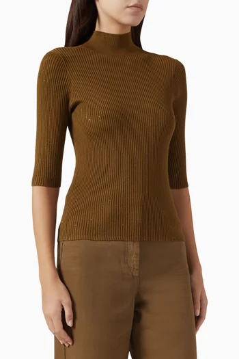 Rib-knit Sweater in Lyocell Blend