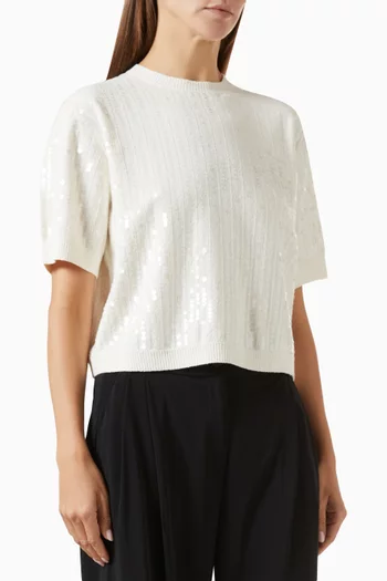 Sequined Top in Bouclé Knit