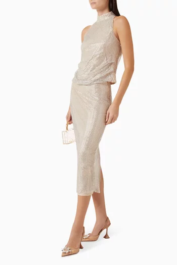 Rhinestone-embellished Top in Mesh