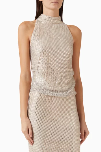 Rhinestone-embellished Top in Mesh