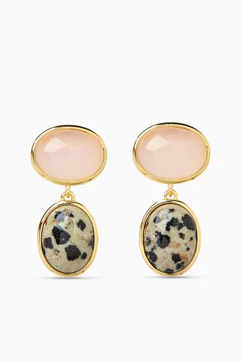Palm Rose Quartz Earrings in 14kt Gold-plated Brass