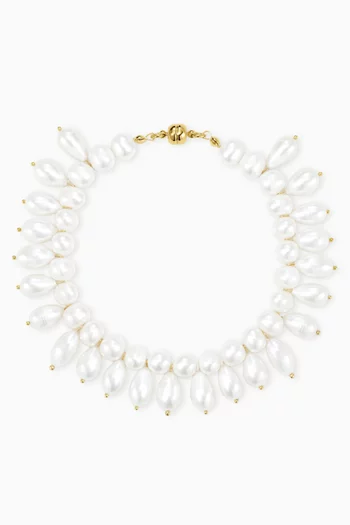 The Mallorca Pearl Statement Anklet in 14kt Gold-plated Brass