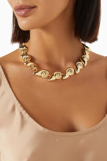 The Palma Shell Statement Necklace in 14kt Gold-plated Brass