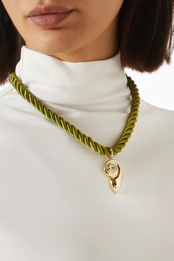 The Palma Shell Cord Necklace in 14kt Gold-plated Brass