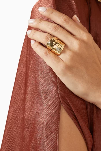 The Palma Ring Set in 14kt Gold-plated Brass, Set of 3
