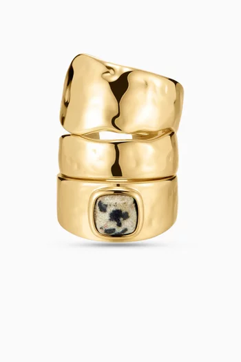 The Palma Ring Set in 14kt Gold-plated Brass, Set of 3