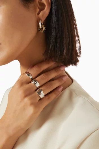 The Palma Ring Set in Rhodium-plated Silver, Set of 3