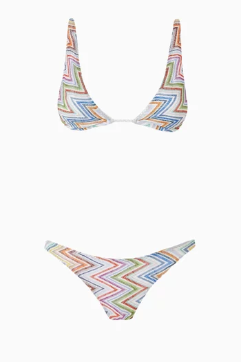 Zigzag-knit Bikini Set