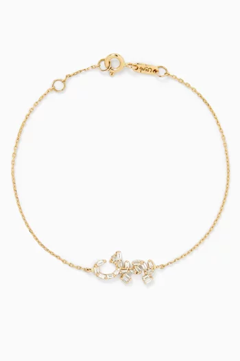 Arabic "Hobb" Bracelet with Baguette Diamonds in 18kt Gold