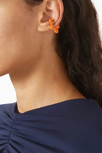 Flower Single Ear Cuff in Enamel-plated Silver