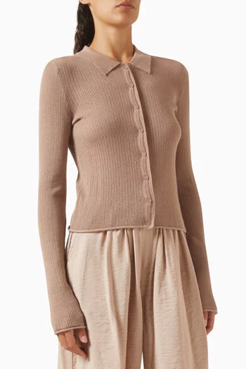 Pyper Slim Button-up Cardigan in Cotton-blend