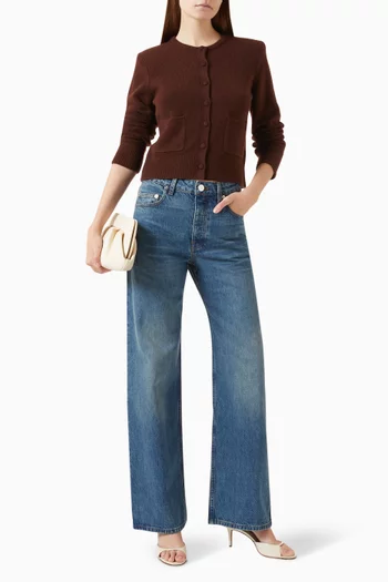 Emilia Shoulder Pad Cardigan in Cashmere