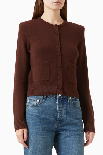 Emilia Shoulder Pad Cardigan in Cashmere