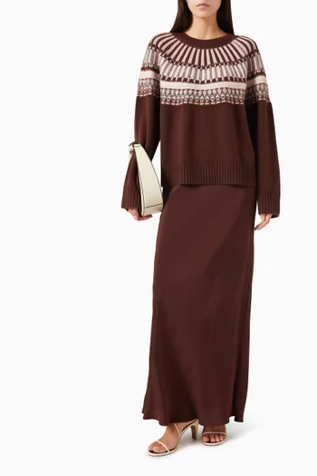 Grace C Scallop Trim Maxi Skirt in Silk