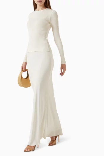 Grace C Scallop Trim Maxi Skirt in Silk