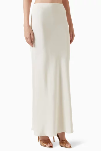 Grace C Scallop Trim Maxi Skirt in Silk