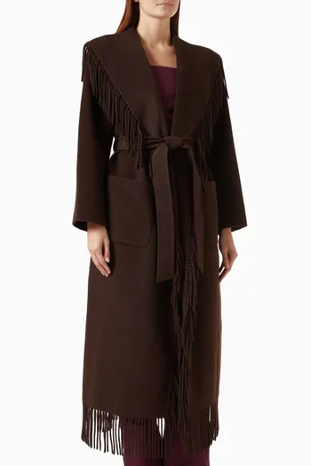 Carrie Fringed Robe Coat in Knit