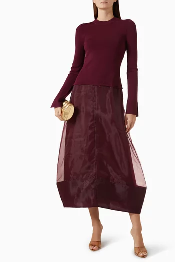 Maril Midi Dress in Knit & Organza