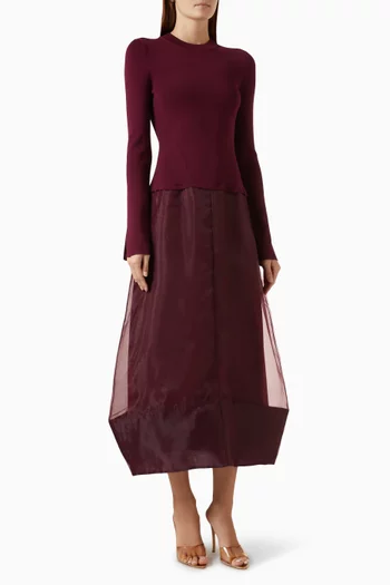 Maril Midi Dress in Knit & Organza