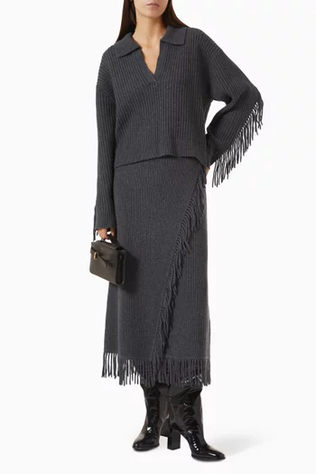 Natalia Fringed Sweater in Wool-cashmere
