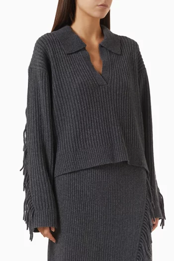 Natalia Fringed Sweater in Wool-cashmere