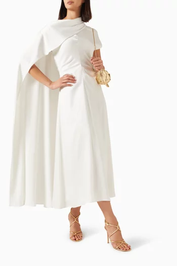Jacka Cape Midi Dress in Satin