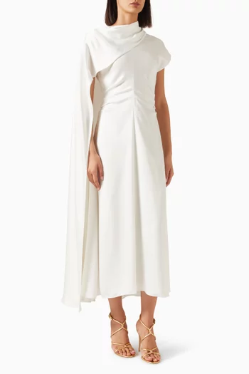 Jacka Cape Midi Dress in Satin