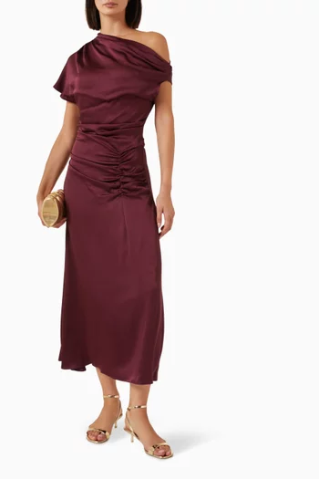 Joanna Off-Shoulder Midi Dress in Satin