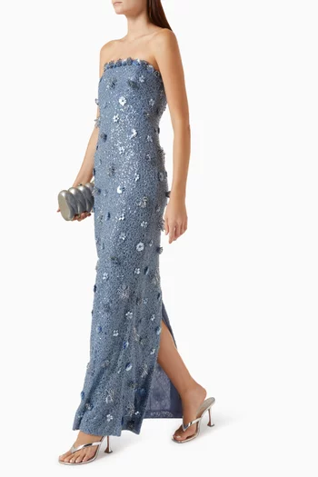 Serafina Strapless Embellished Gown