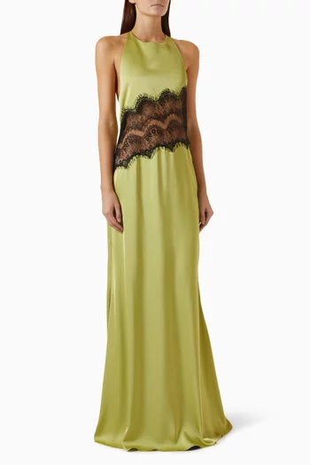 Kelly Lace-trim Dress in Satin